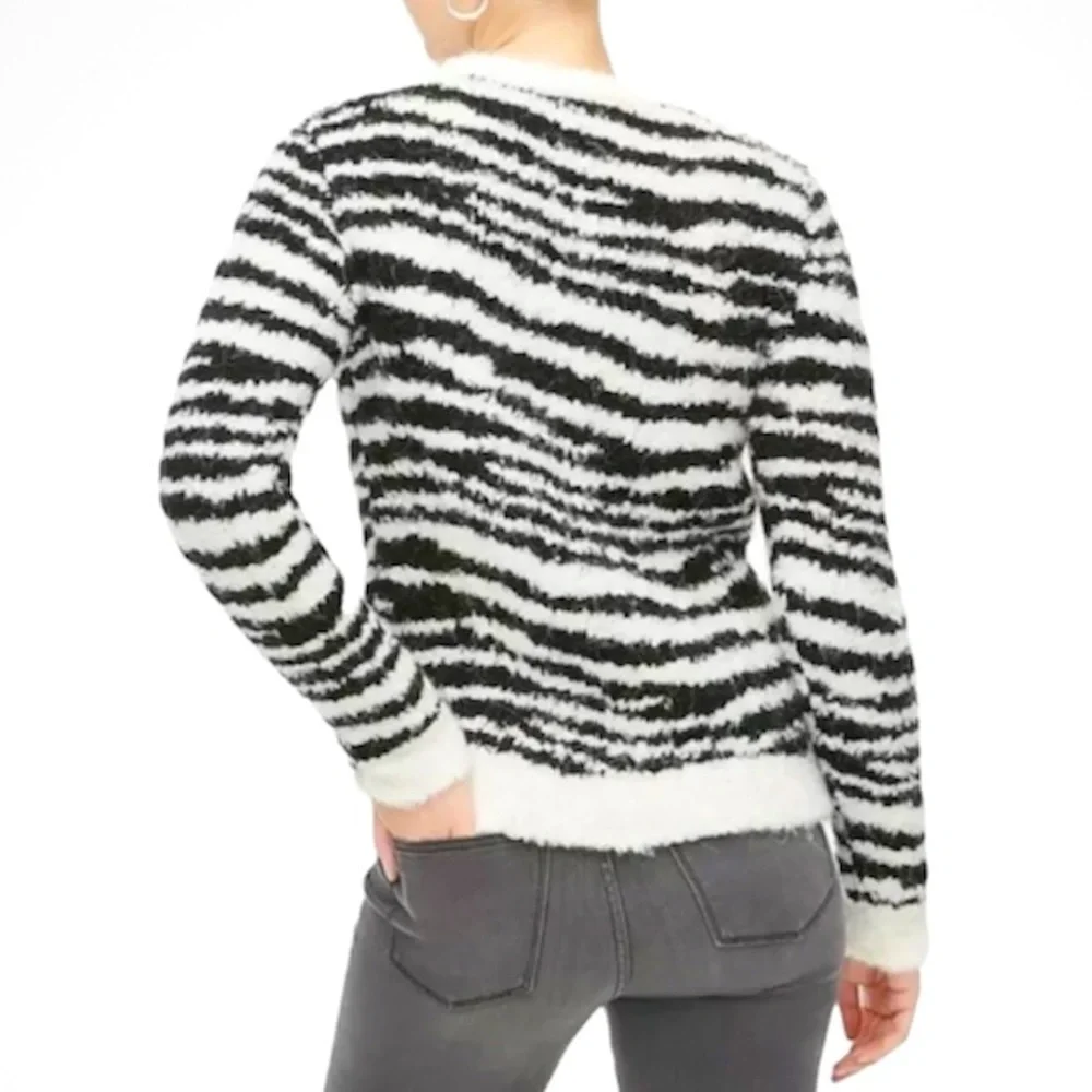 NWT J Crew Boucle Zebra Pullover Sweater AS716 Size XXS Animal print